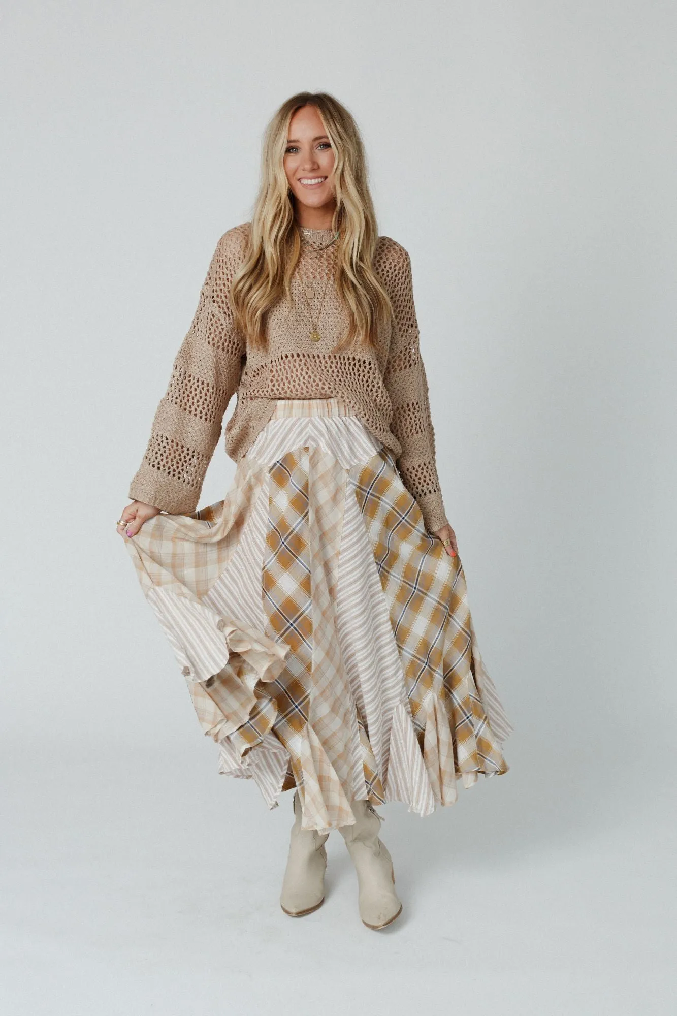 Twirl With Us Maxi Skirt - Natural