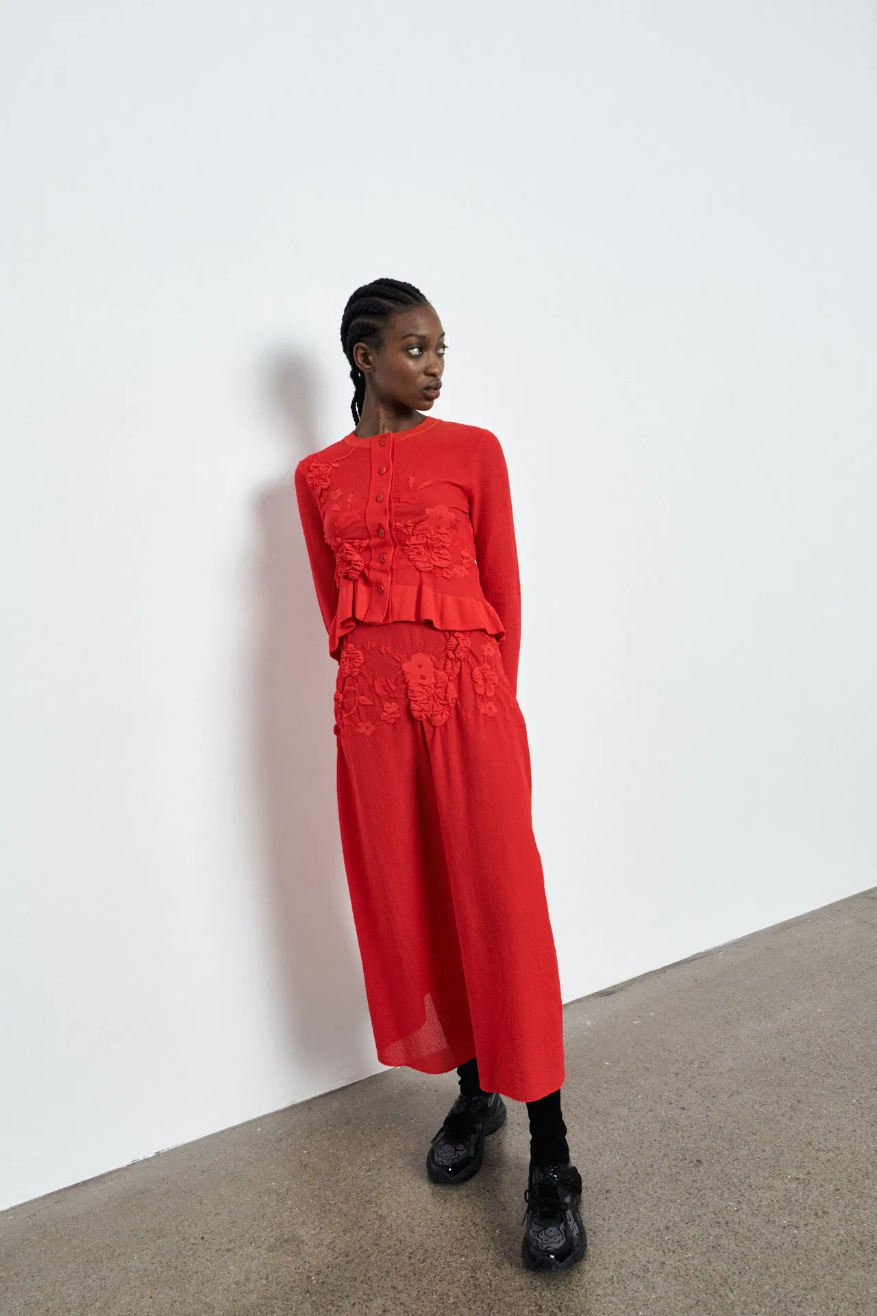 VILLA | SKIRT COLETTE SMOCK KNIT  RED/RED