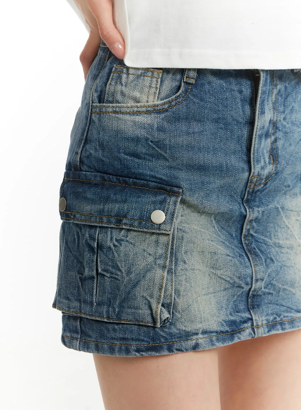 Vintage Cargo Pocket Denim Mini Skirt OF427