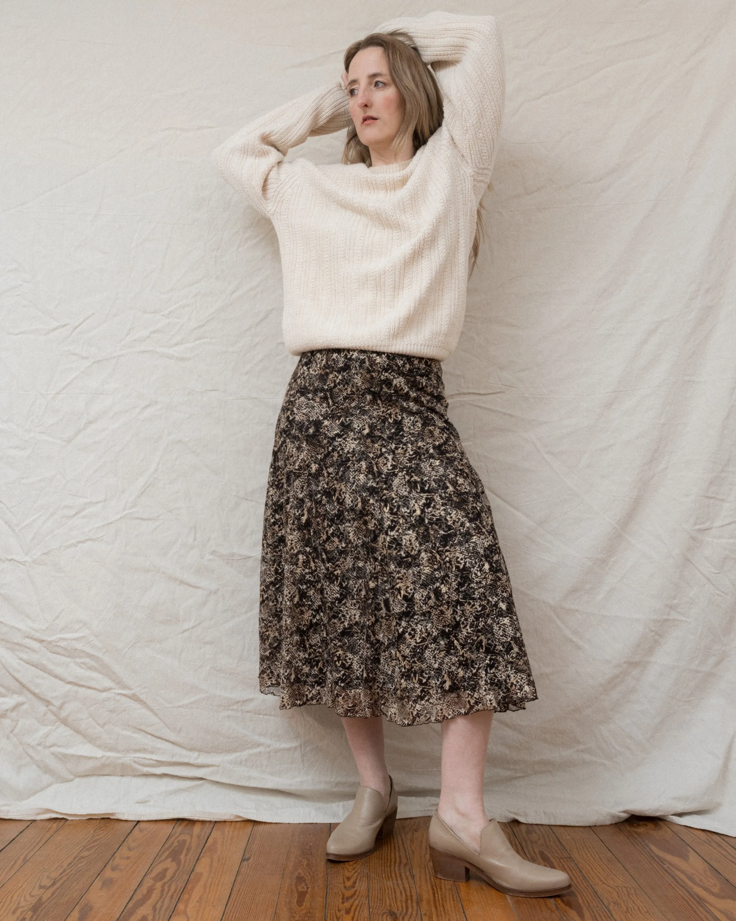 Vintage Mesh Abstract Skirt (S-L)