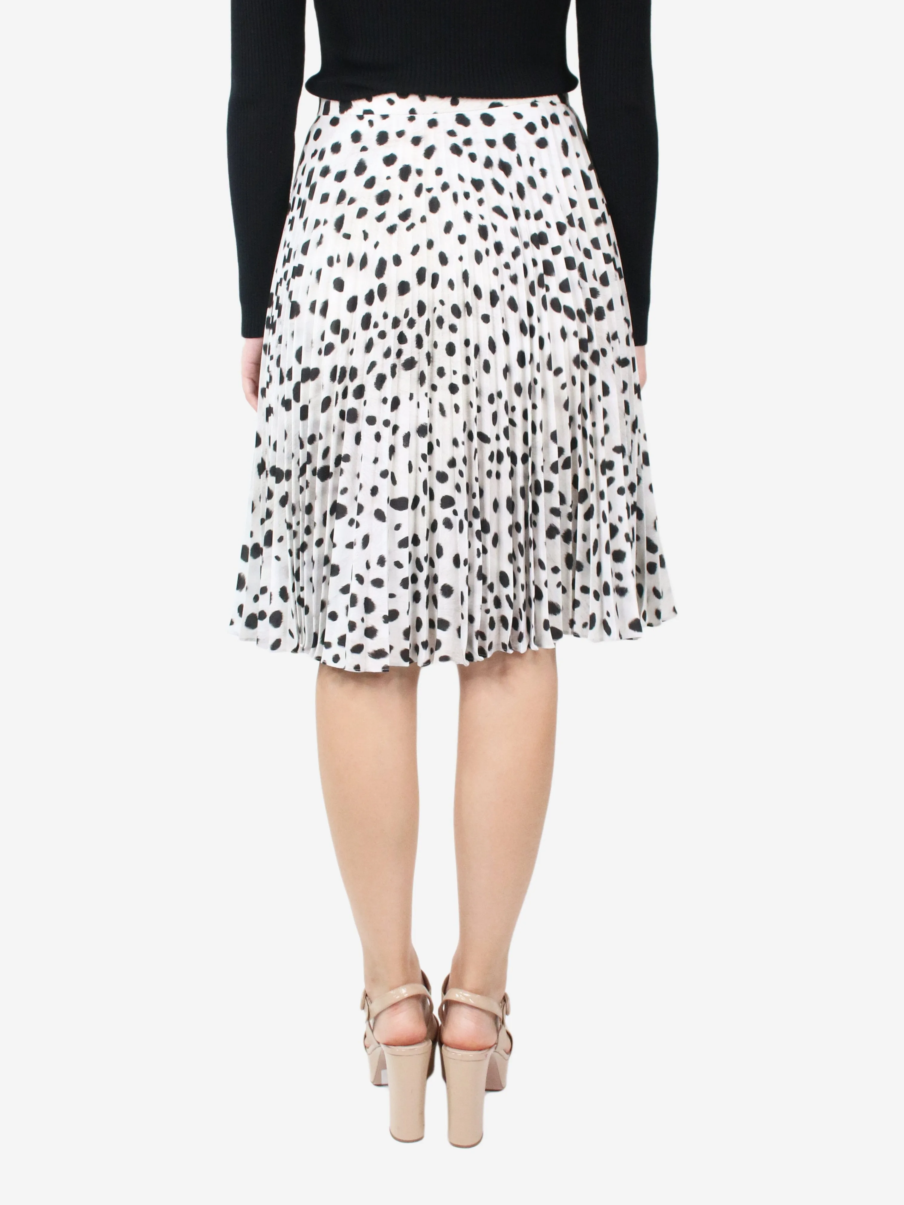 White Dalmatian pleated midi skirt - size UK 8