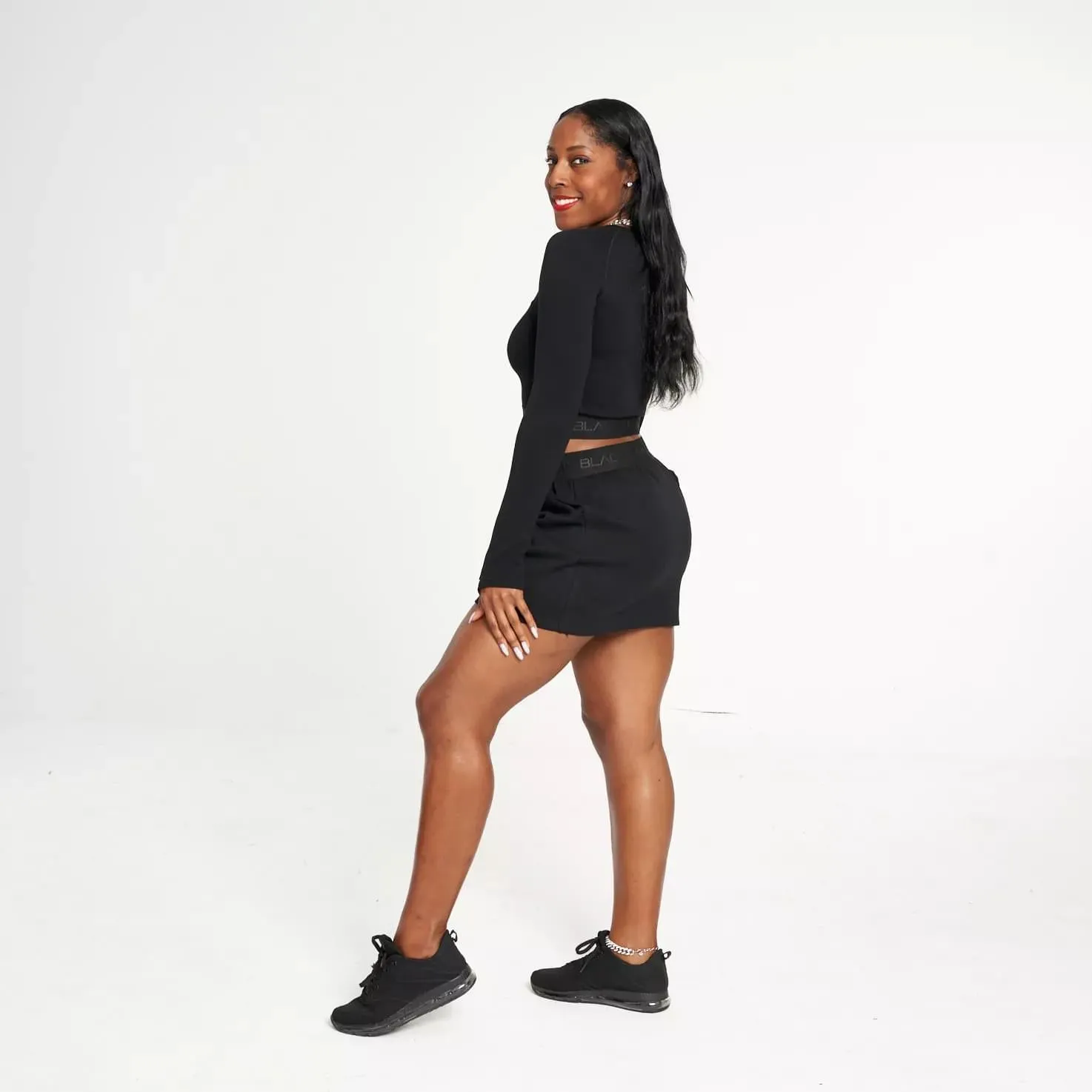 Women's Black Band Mini Skirt