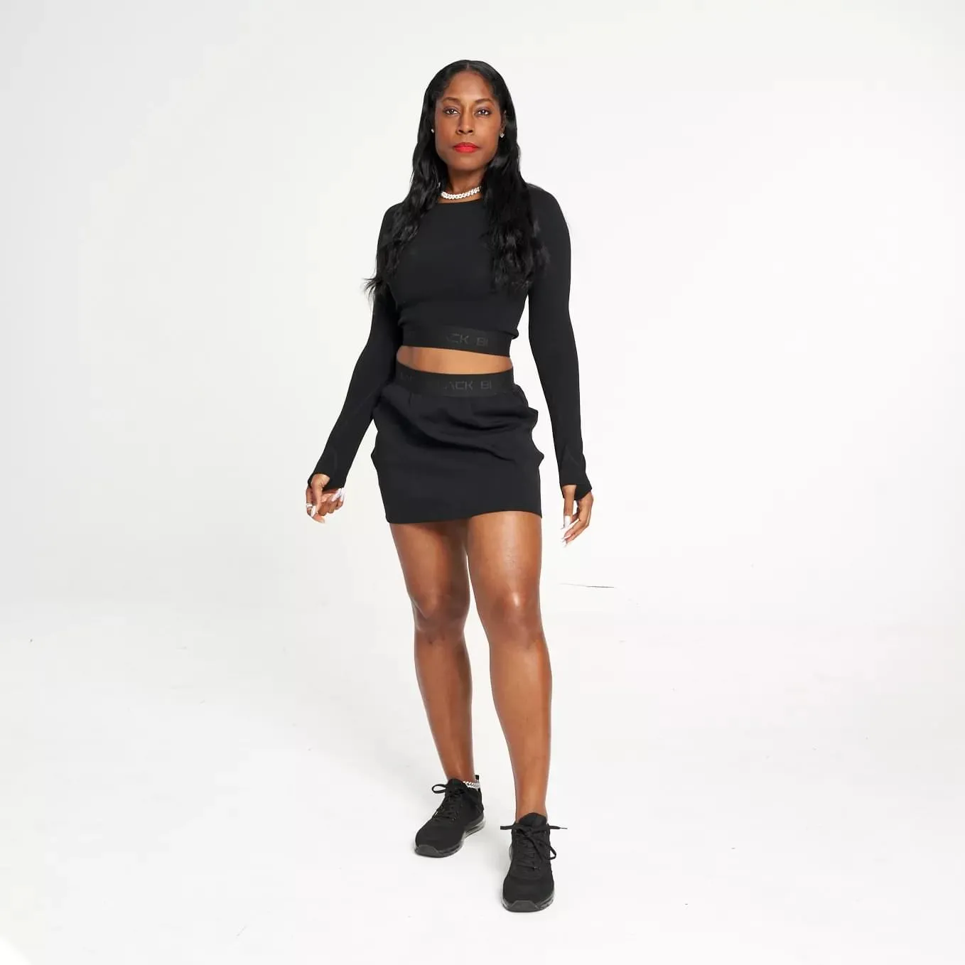 Women's Black Band Mini Skirt